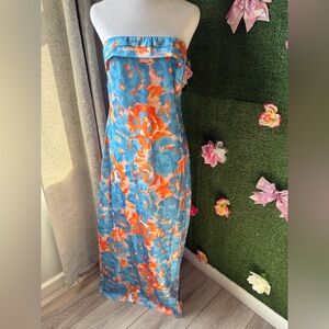 NWT Hello Molly Floral Strapless Maxi Dress Size Large Wedding Guest Dress